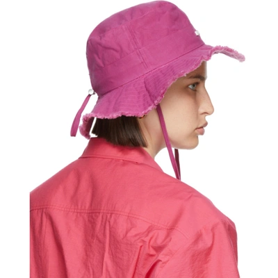 Shop Jacquemus Pink 'le Bob Artichaut' Bucket Hat In 450 Dark Pi