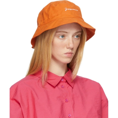 Shop Jacquemus Orange La Montagne 'le Bob Picchu' Bucket Hat In 750 Orange