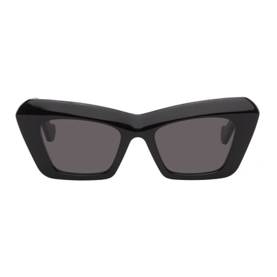 Shop Loewe Black Oversized Cat-eye Sunglasses In 01a Black