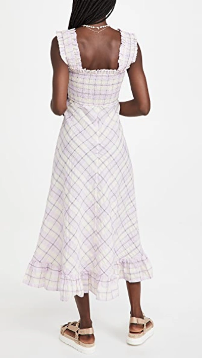 Shop Ganni Seersucker Check Dress In Orchid Bloom