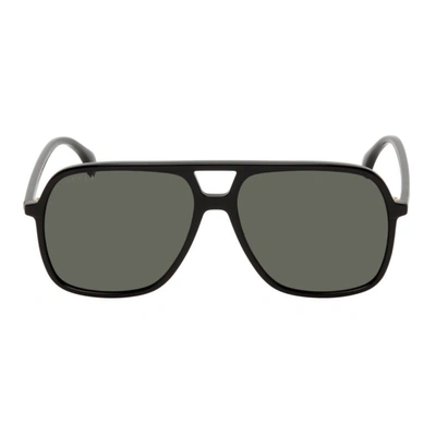 Shop Gucci Black Aviator Sunglasses In 001
