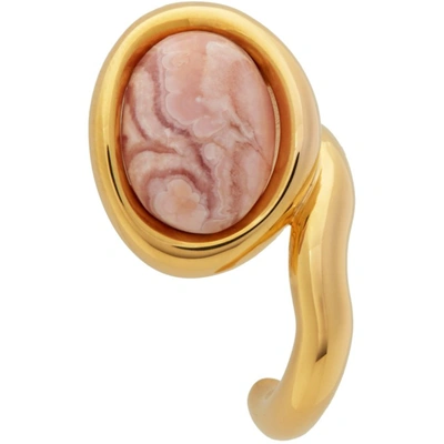 Shop Charlotte Chesnais Gold Framed Neo Turtle Earrings In Vermeil & Rhodochros
