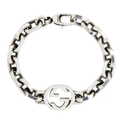 Shop Gucci Silver Interlocking G Bracelet In 0728 Silver