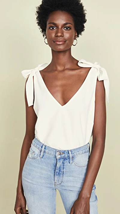 Amanda Shoulder-tie V-neck Top In Ivory |