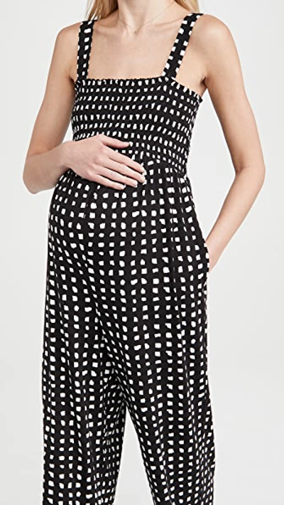 Shop Ingrid & Isabel Smocked Bodice Jumpsuit In Abstract Check