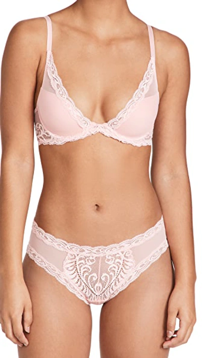 Shop Natori Feathers Contour Plunge Bra In Pink Icing