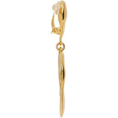 Shop Saint Laurent Gold Vampire Heart Pendant Earrings In 8060 Laiton Gold