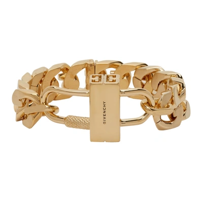 Shop Givenchy Gold G Chain Lock Bracelet In 710 Golden Yellow