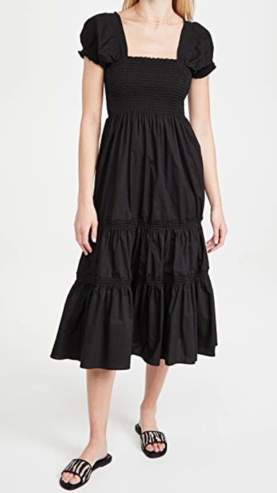 Opt Square Neck Smocked Maxi Dress In Black