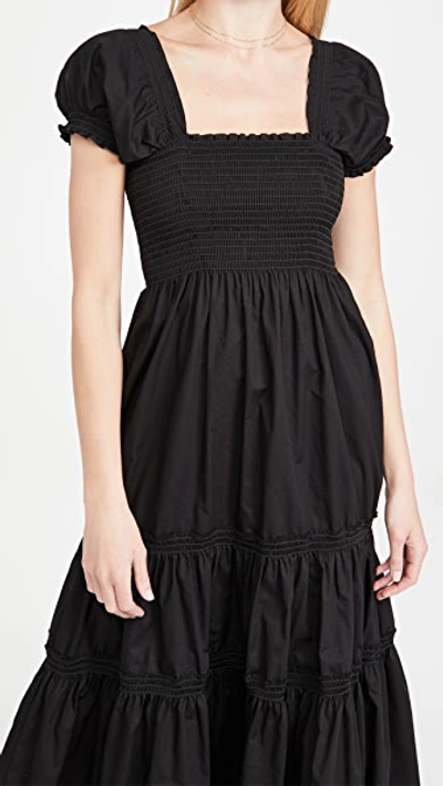 Opt Square Neck Smocked Maxi Dress In Black