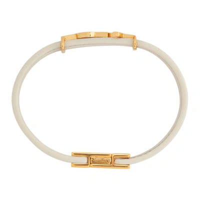 Shop Saint Laurent Off-white & Gold Opyum Bracelet In 9207 Crema Soft