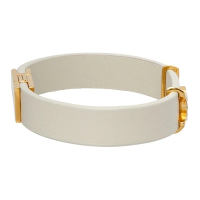 Shop Saint Laurent Off-white & Gold Opyum Bracelet In 9207 Crema Soft
