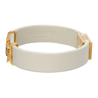 Shop Saint Laurent Off-white & Gold Opyum Bracelet In 9207 Crema Soft