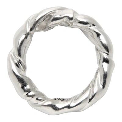 Shop Loewe Silver Nappa Twist Ring In 9330 Rhodium