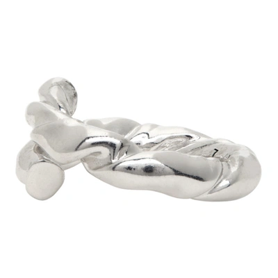 Shop Loewe Silver Nappa Twist Ring In 9330 Rhodium