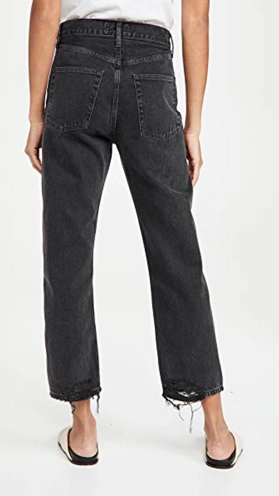 Shop Agolde 90's Crop Mid Rise Loose Straight Jeans In Shutter