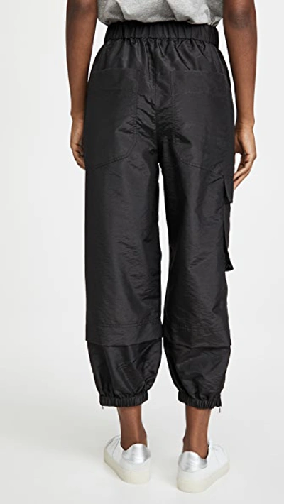 Shop Tibi Crispy Nylon Pull On Joggers Black