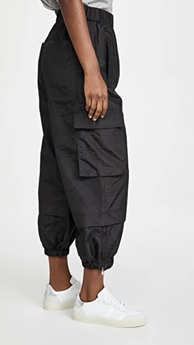 Shop Tibi Crispy Nylon Pull On Joggers Black