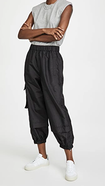 Shop Tibi Crispy Nylon Pull On Joggers Black