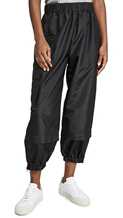 Shop Tibi Crispy Nylon Pull On Joggers Black