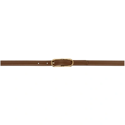 Shop Gucci Brown Leather Thin Jackie Belt In 2361 Brown Sugar