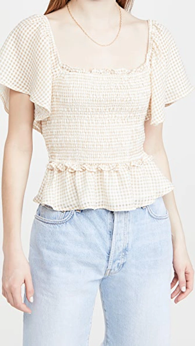 Shop Astr January Top In Taupe/white