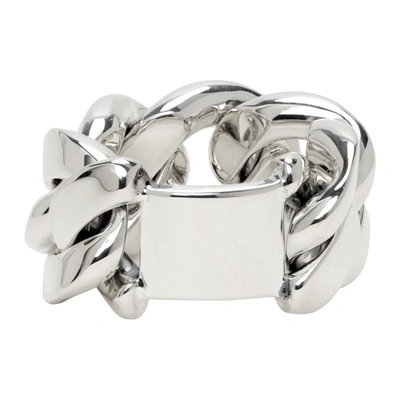 Shop Bottega Veneta Silver Curb Chain Ring In 8117 Silver