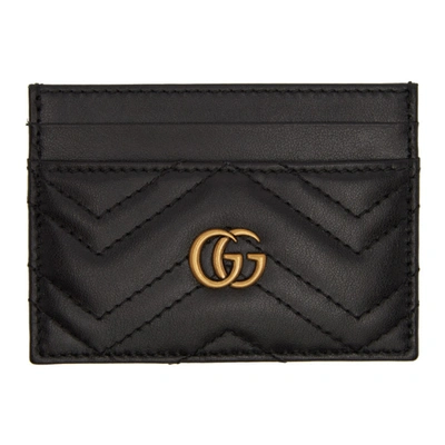 Shop Gucci Black Gg Marmont Card Case In 1000 Nero/n