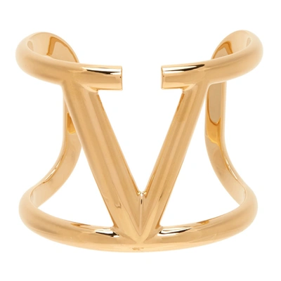 Shop Valentino Gold Vlogo Cuff Bracelet In Cs4 Gold 18