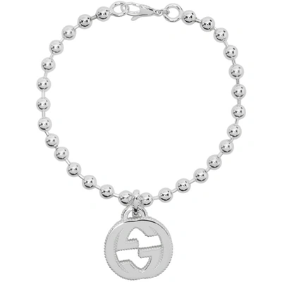 Shop Gucci Silver Interlocking G Pendant Bracelet