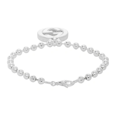 Shop Gucci Silver Interlocking G Pendant Bracelet