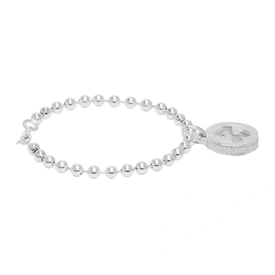 Shop Gucci Silver Interlocking G Pendant Bracelet