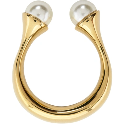 Shop Chloé Gold Swarovski Pearl Darcey Ring In 105 Pearl