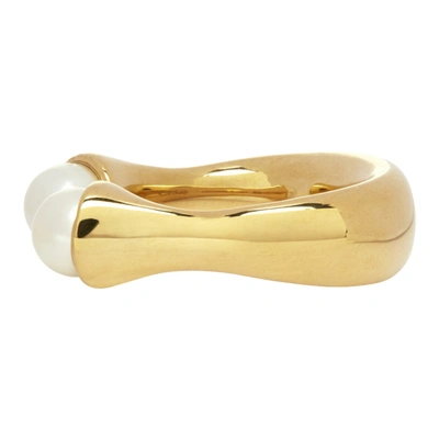 Shop Chloé Gold Swarovski Pearl Darcey Ring In 105 Pearl