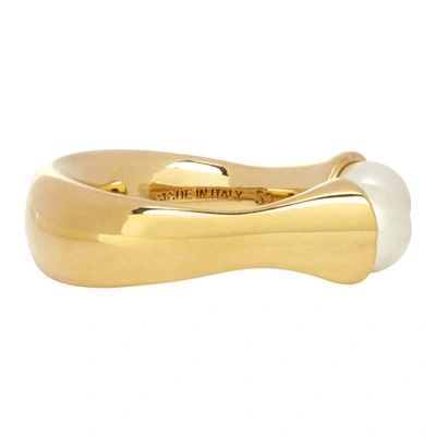 Shop Chloé Gold Swarovski Pearl Darcey Ring In 105 Pearl