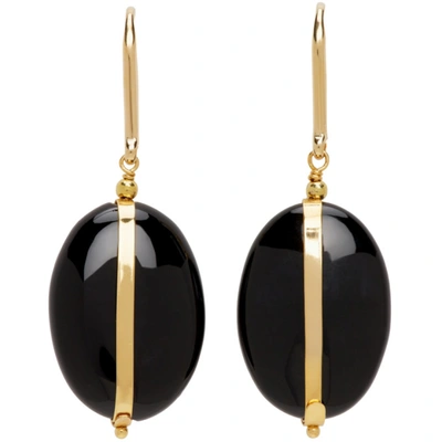 Shop Isabel Marant Gold & Black Stones Earrings In 01bk Black