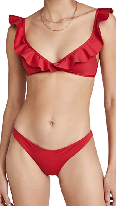 Shop Zimmermann Cassia Waterfall Frill Bikini Set In Red