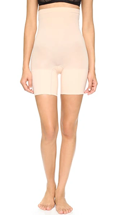 Spanx Plus Size Higher Power Shorts In Soft Almond
