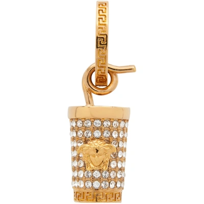 Shop Versace Gold Embellished Charm In 4j090 Gold Crystal