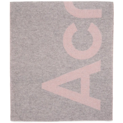 Shop Acne Studios Pink & Grey Logo Scarf In Chs Light Pink/grey