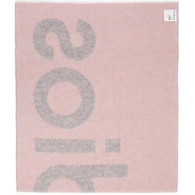 Shop Acne Studios Pink & Grey Logo Scarf In Chs Light Pink/grey