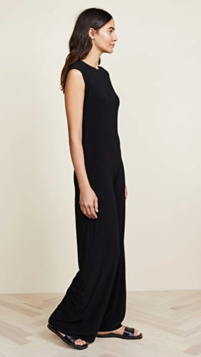 Norma Kamali Kamali Kulture Shirred Waist Jumpsuit Black In Black