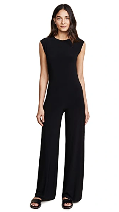 Norma Kamali Kamali Kulture Shirred Waist Jumpsuit Black In Black