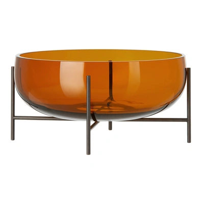 Shop Menu Orange Large Échasse Bowl In Amber Glass / Bronze