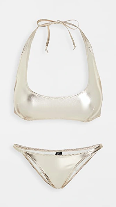 Shop Lisa Marie Fernandez Amber Bikini Set In White Gold Pvc