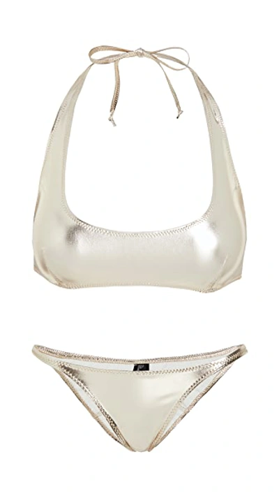 Shop Lisa Marie Fernandez Amber Bikini Set In White Gold Pvc