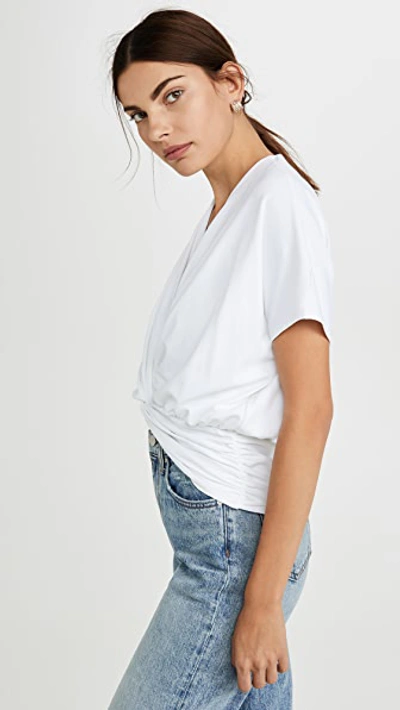 Susana Monaco Twist Front Dolman Sleeve Crop Top In Sugar