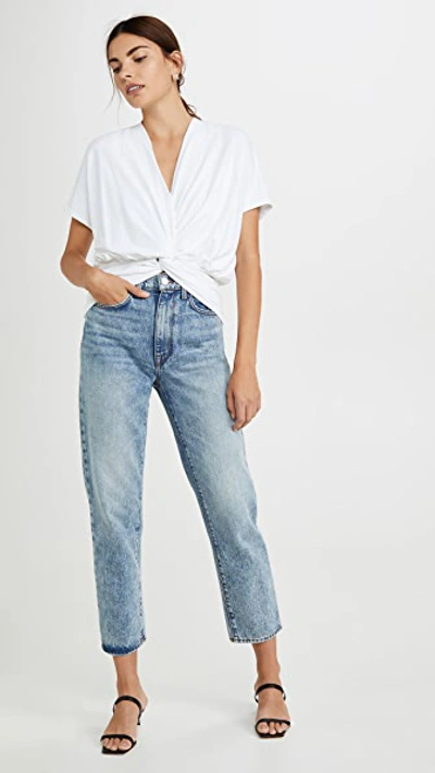Susana Monaco Twist Front Dolman Sleeve Crop Top In Sugar