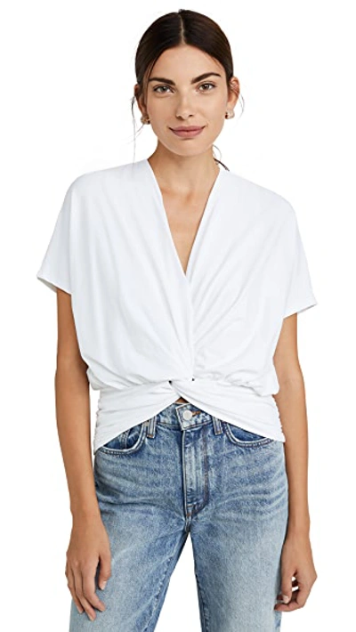 Susana Monaco Twist Front Dolman Sleeve Crop Top In Sugar