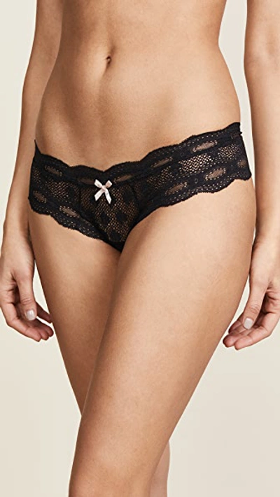 Shop Eberjey India Lace Low Rise Boy Thong In Black